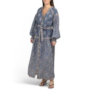 MISS JUNE Blue Split Neck Maxi Dress